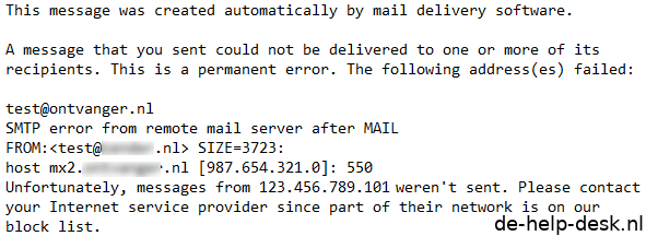 Email error, blacklist