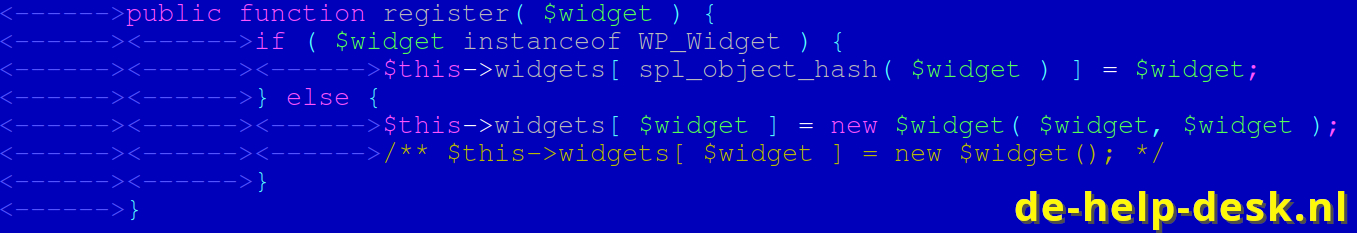 wp class widget error